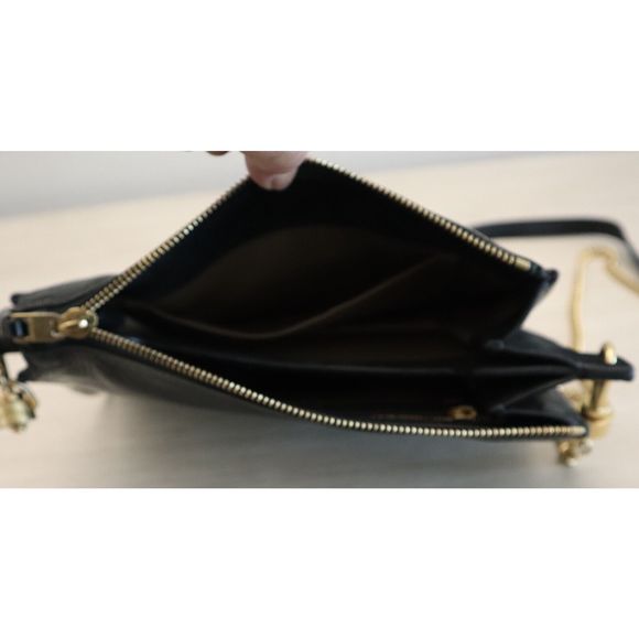 AllSaints Women's Black Fletcher Croc Embossed Leather Crossbody Bag Purse - Picture 3 of 9